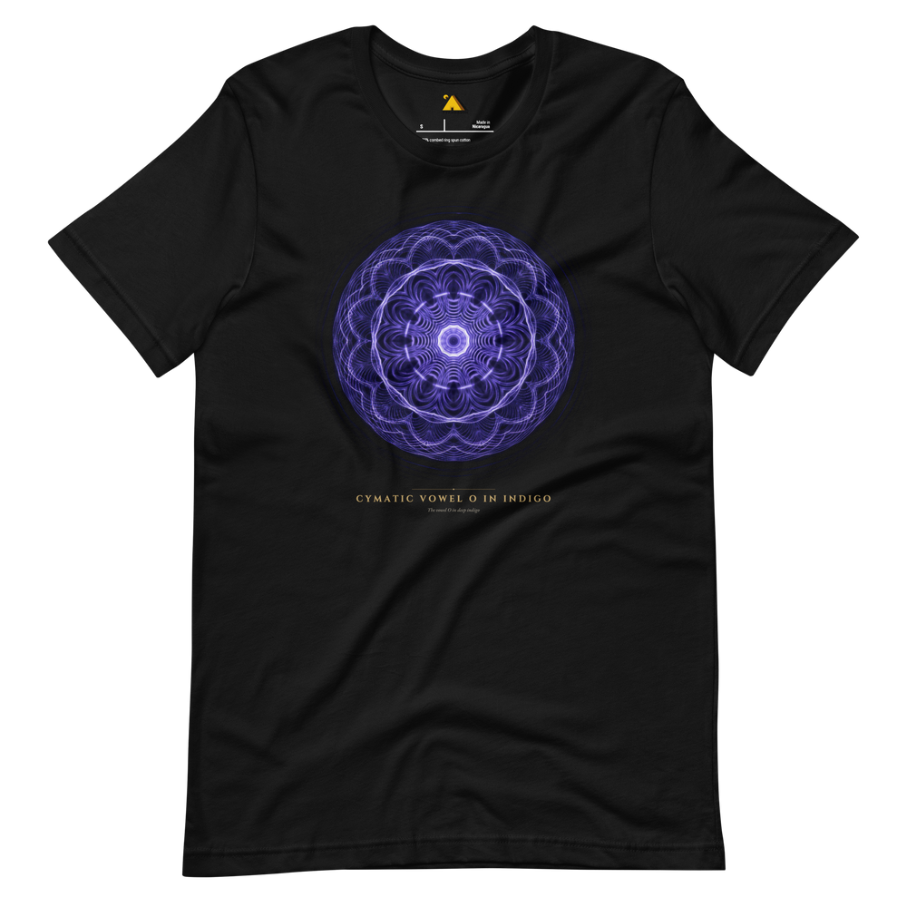 Cymatic Vowel O in Indigo T-Shirt | Pyramason